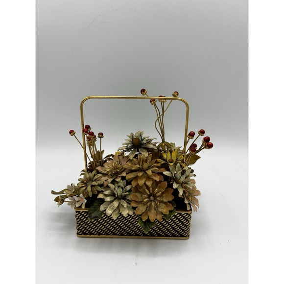 GLORIA VANDERBILT Designs Brass & Enamel Flowers of the Season FALL Bouquet 1977 - Picture 1 of 10